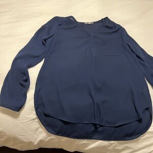Pleione Blue 3/4 Sleeve Relaxed Blouse